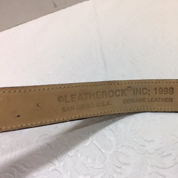Vtg Leatherock Leather Croc Style Brown Skinny Belt Sm - Picture 8 of 10